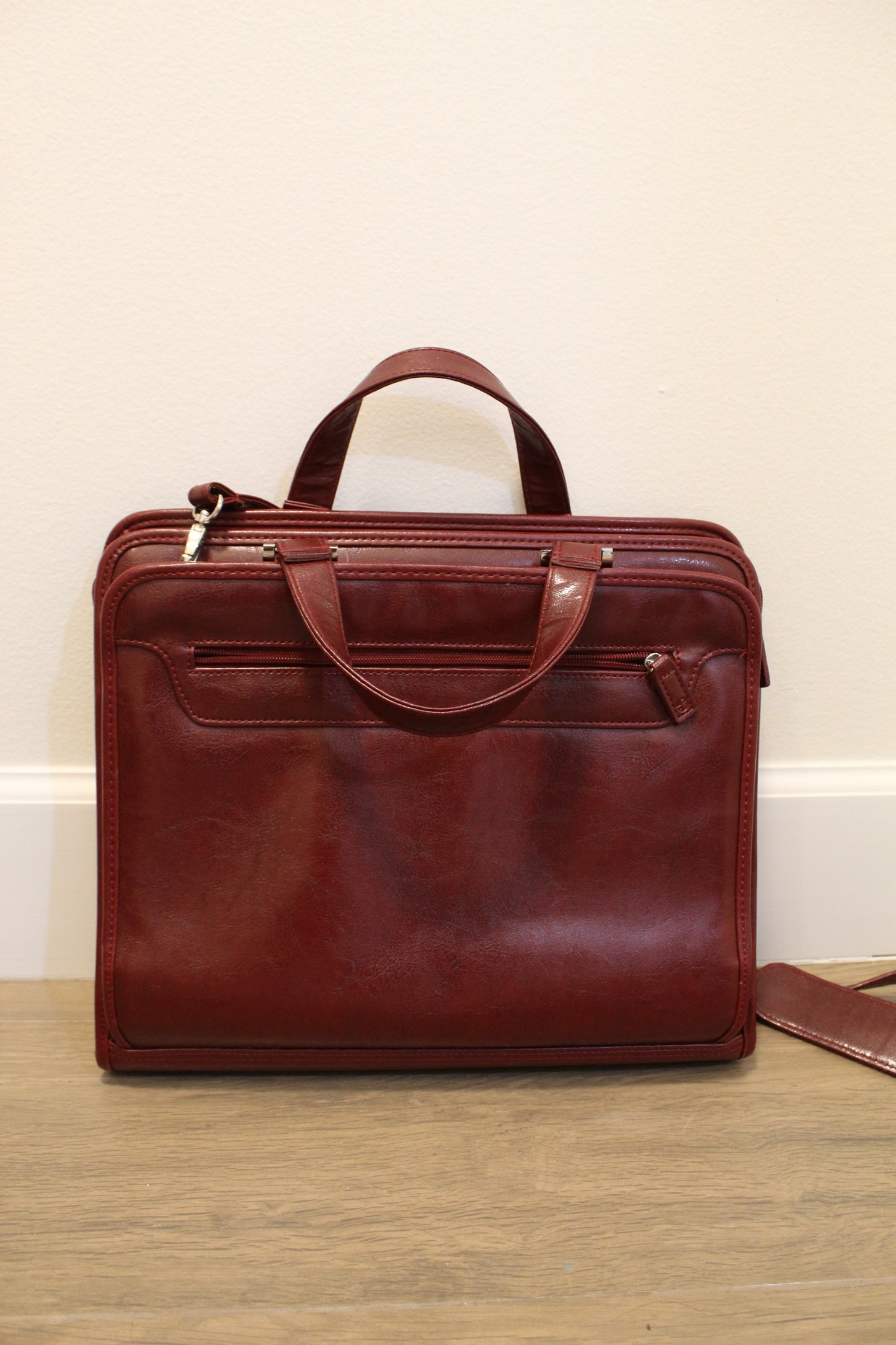 Vintage Burgundy Leather Briefcase