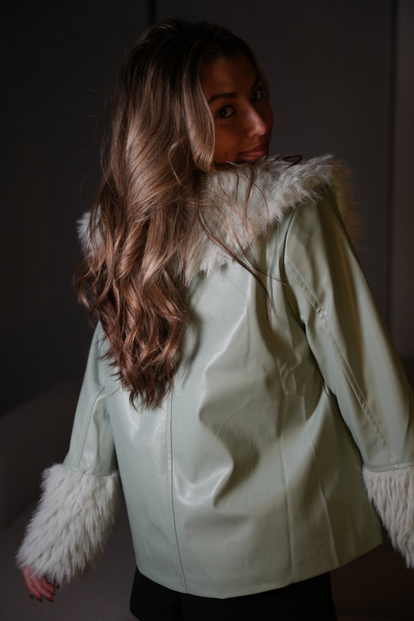 Mint Faux Fur Jacket