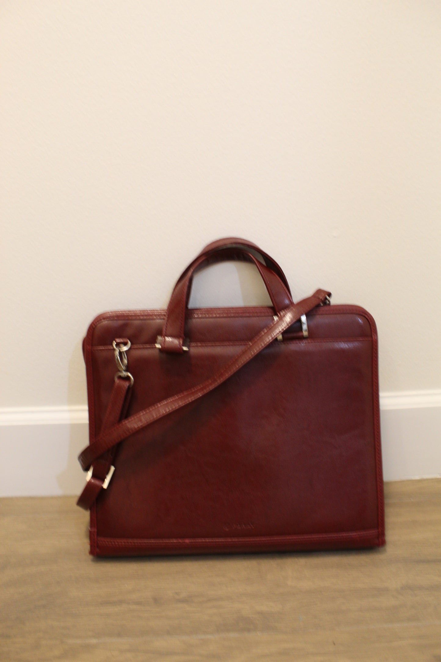 Vintage Burgundy Leather Briefcase