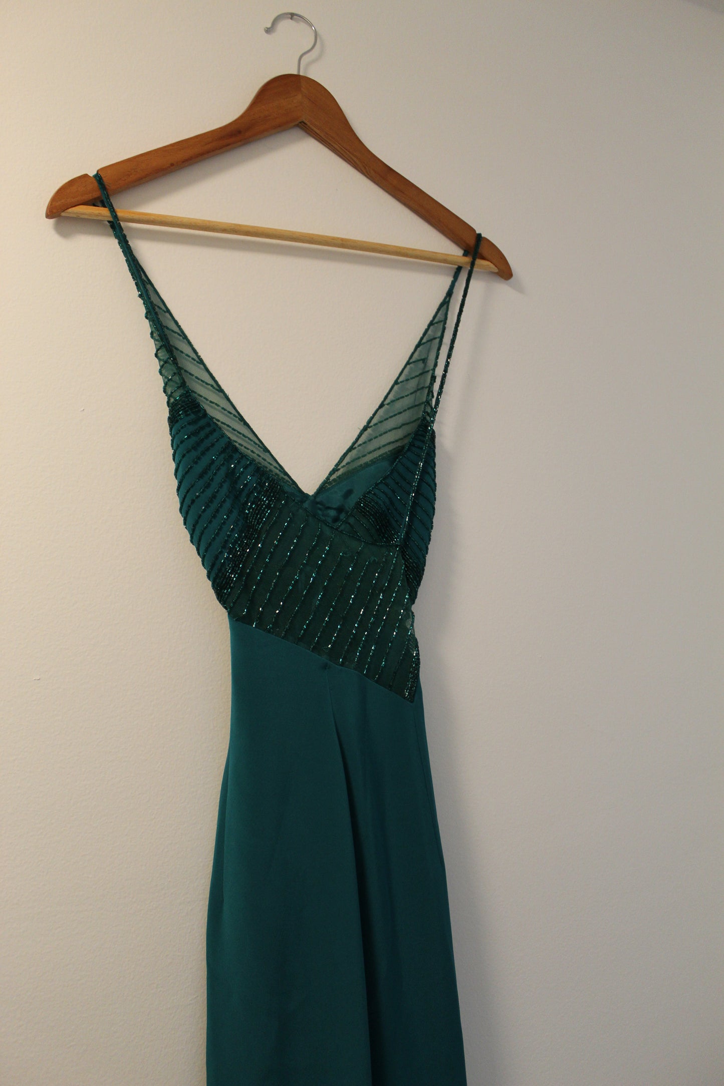 Cache Emerald Elegance Beaded Slip Dress