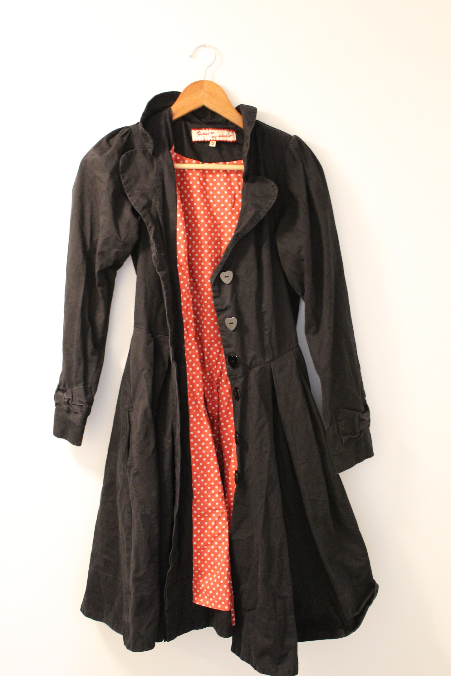 Vintage Polka Dot Black Trench Coat