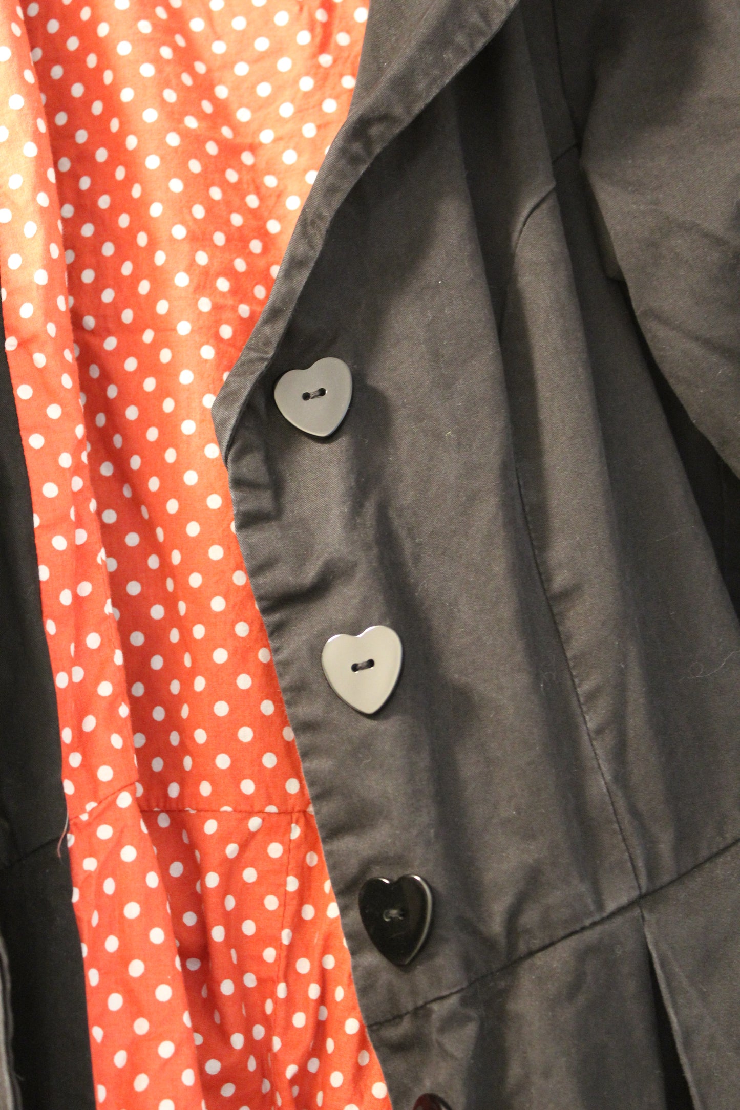 Vintage Polka Dot Black Trench Coat